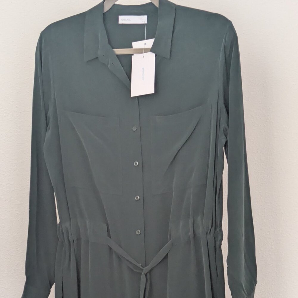 Grana silk shirt dress in green size M